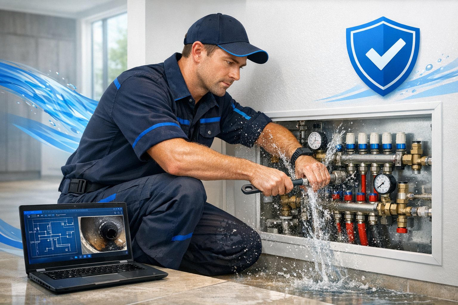 emergency plumber in brisbane performing urgent repairs in a modern home